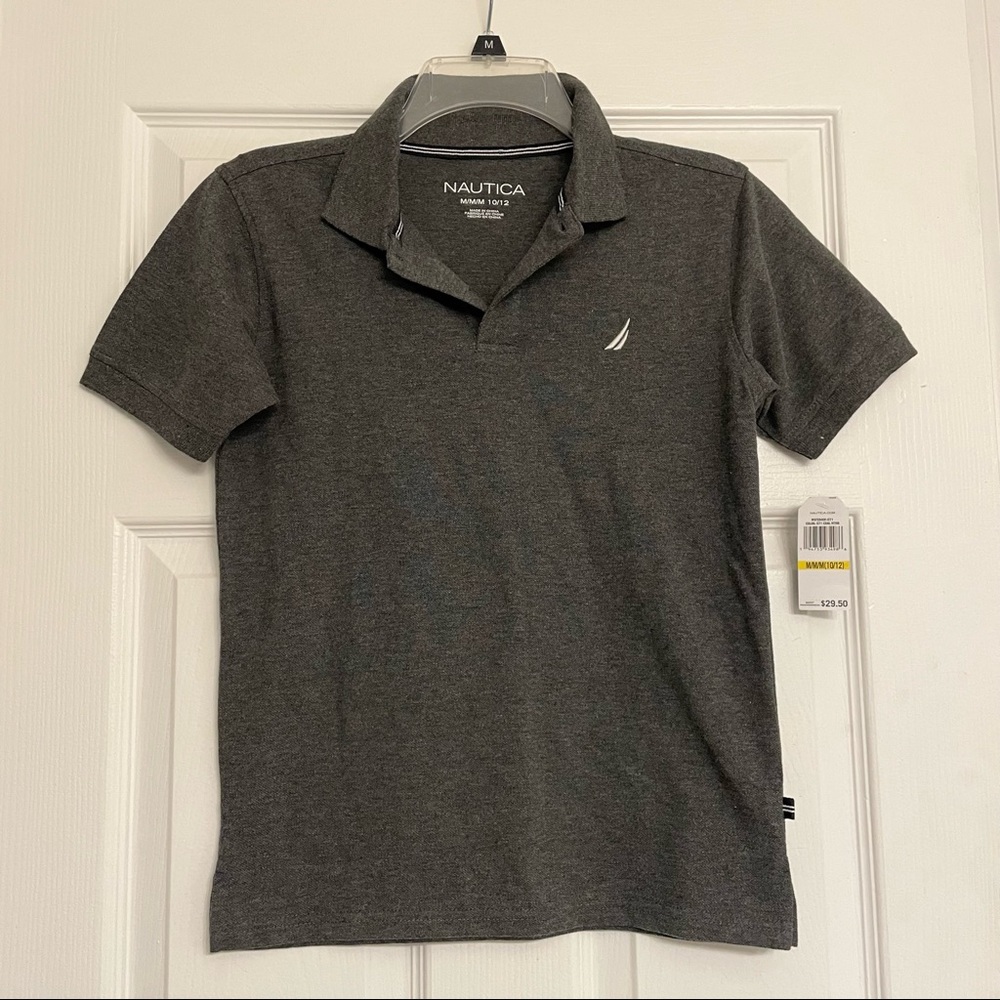NWT Boys Nautica Gray Polo (Size M 10/12)